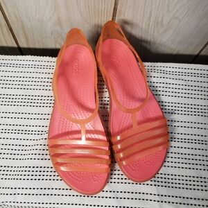 Crocs Comfort Isabella Woman’s Size 8 Rubber Open Toe Strap Slip On Sand…